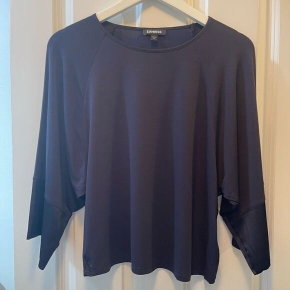 NWOT Express navy wide sleeve top Size Small - Picture 1 of 5